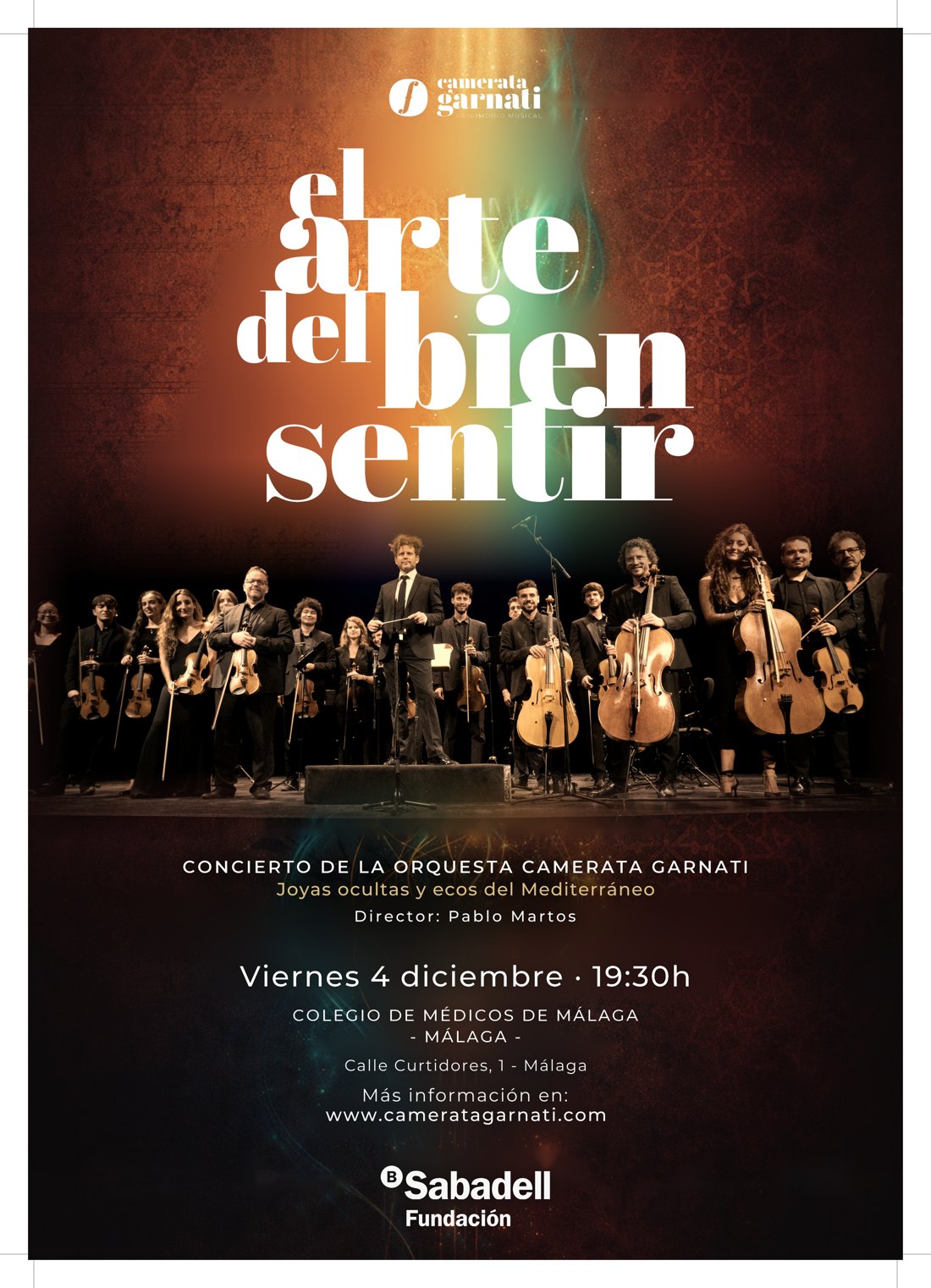 Cartel del concierto El Arte del Bien Sentir, 4 de diciembre, Colegio de Médicos de Málaga